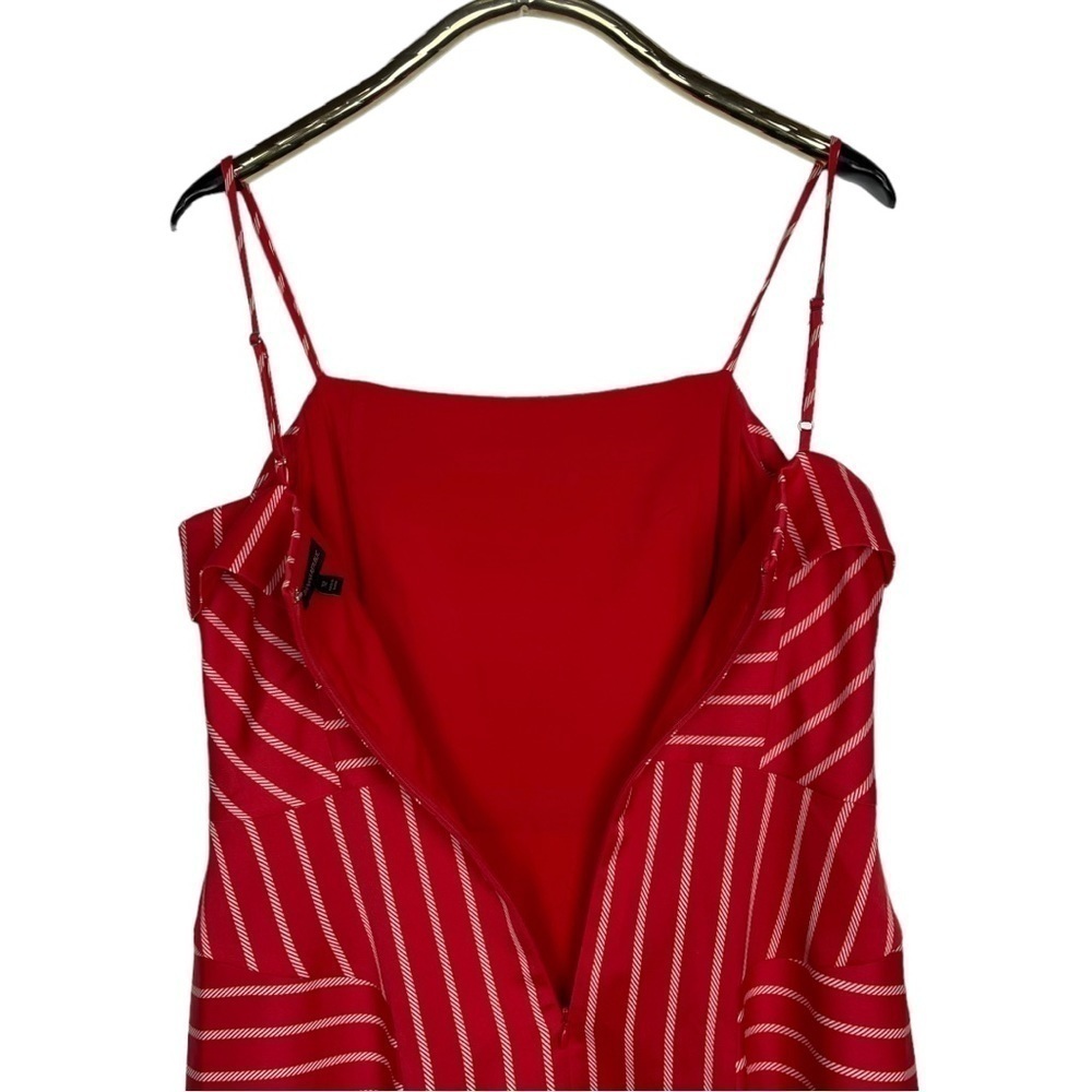 BANANA REPUBLIC STRIPED RED SQUARE NECK SPAGHETTI STRAP HANDKERCHIEF HEM DRESS - Picture 7 of 14